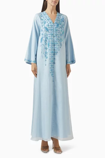 قفطان مزين بتطريزات كريب