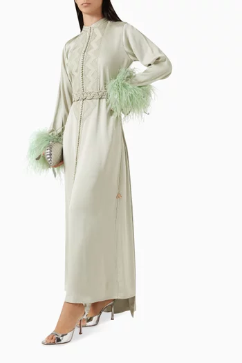 Moroccan Feathered Kaftan Set