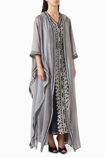 Moroccan Hooded Metallic Kaftan Set