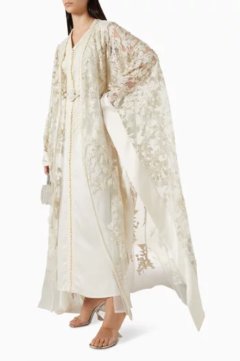 Moroccan Floral Bridal Kaftan Cape Set
