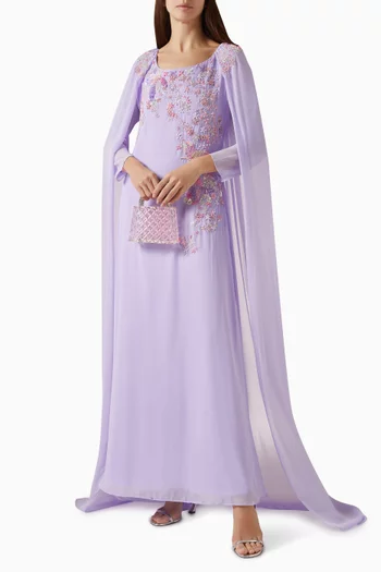 فستان بكاب وتطريزات شيفون