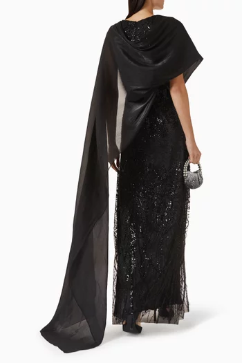 Sequin-embellished Gown in Tulle & Organza