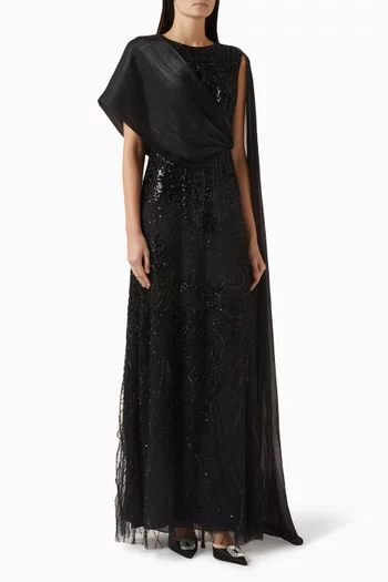 Sequin-embellished Gown in Tulle & Organza