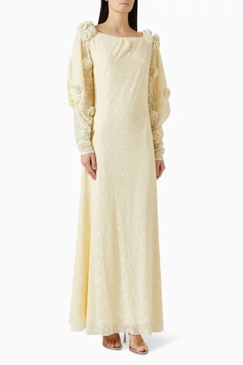 Floral-appliqué Dress in Lace