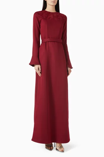 Lace-trim Dress in Crepe