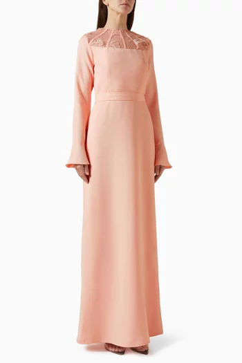 Lace-trim Dress in Crepe