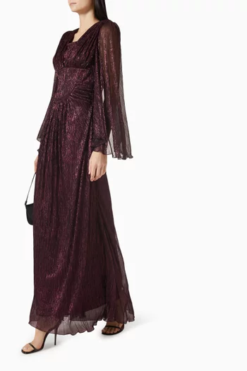 Pleated Dress in Lurex Knit Mesh