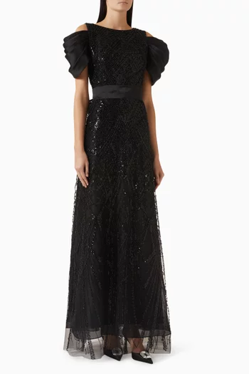 Bead-embellished Gown in Tulle