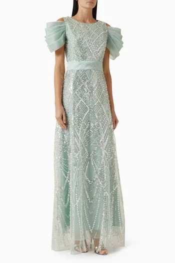 Bead-embellished Gown in Tulle