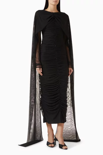 Ruched Cape Dress