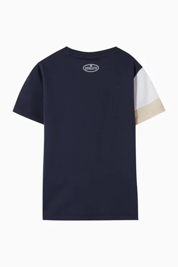 Colour-block Car-print T-shirt in Cotton