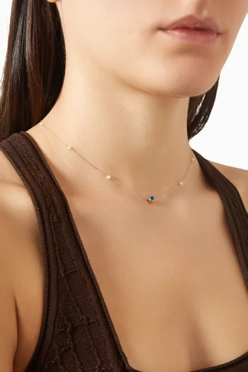 Reem Protection Evil Eye Necklace in 18kt Yellow Gold