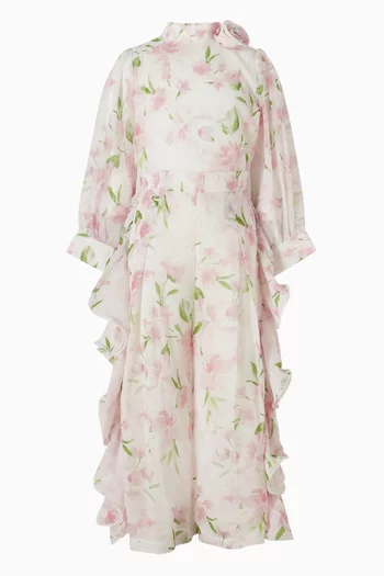 Ruffled Floral-print Pants