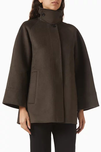 Mockneck Coat in Double-faced Wool
