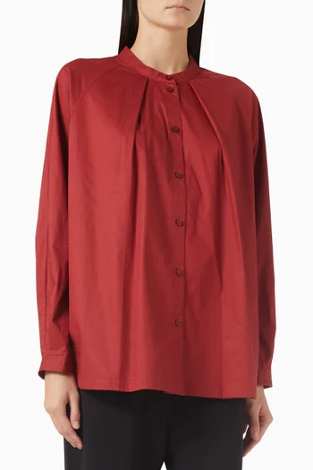 قميص قطن بياقة كبيرة