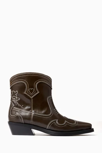 Low Shaft Embroidered Western Boots