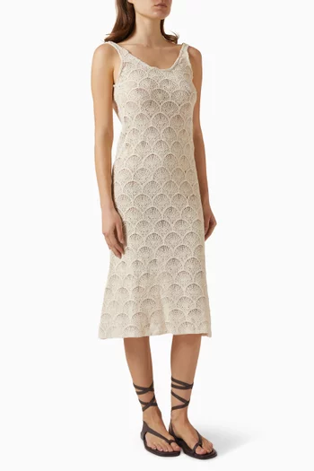 فستان كوارتز طويل بنقشة صدفية مموجة