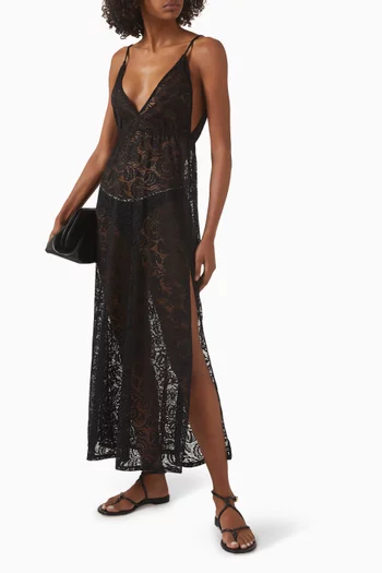 Pesto Long Dress in Stretch-lace