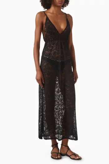 Pesto Long Dress in Stretch-lace