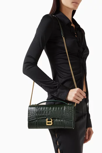 Hourglass Pochette with Chain in Calfskin