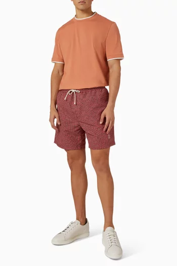 Flower Print Swim Shorts in Nylon