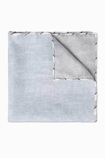 Striped-trim Pocket Square in Silk