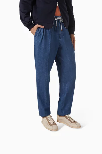 Lace-up Sneakers in Suede & Calfskin Leather