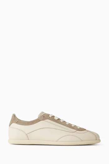 Lace-up Sneakers in Suede & Calfskin Leather
