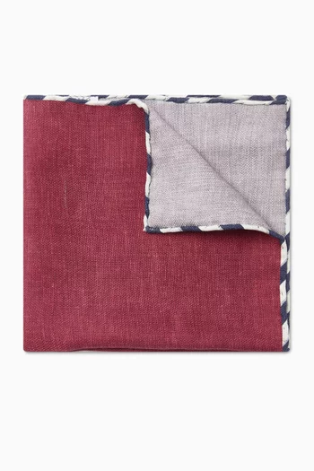 Striped-trim Pocket Square in Silk
