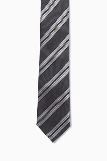 Striped Textured Neck Tie in Silk