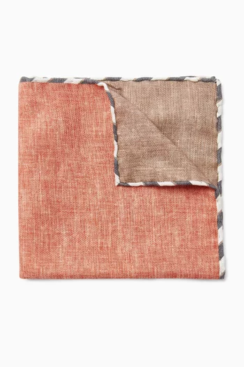 Striped-trim Pocket Square in Silk