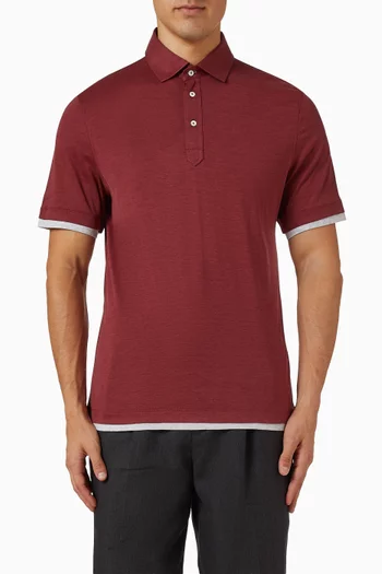Faux-Layering Polo Shirt in Jersey