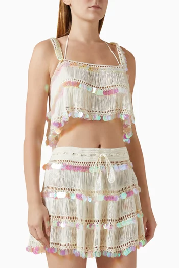 بلوزة فيولا بتصميم كروشيه منسوج يدويًا