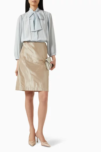 قميص بفتحة رقبة بعقدة كريب صيني