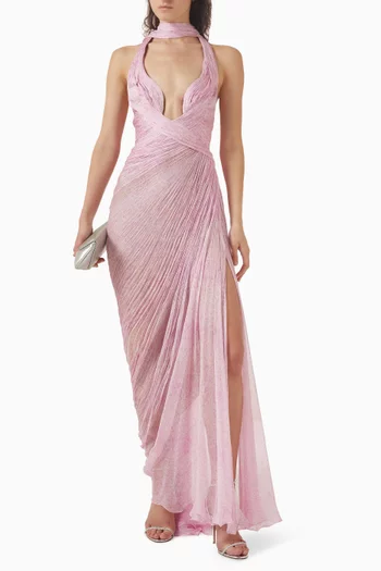 فستان ميلاجروس برباط حرير موسلين