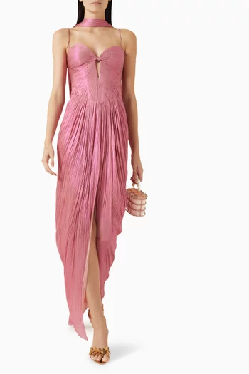 فستان سهرة تونيا بشال حرير تول