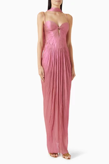 فستان سهرة تونيا بشال حرير تول