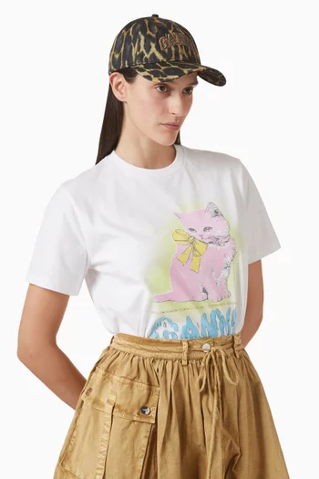 Logo Embroidered Cap in Leopard-print Nylon