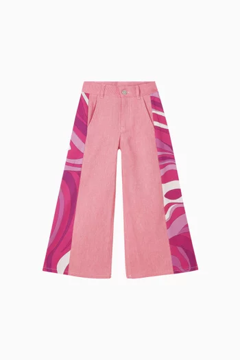 بنطال بقصة ساق واسعة بطبعة