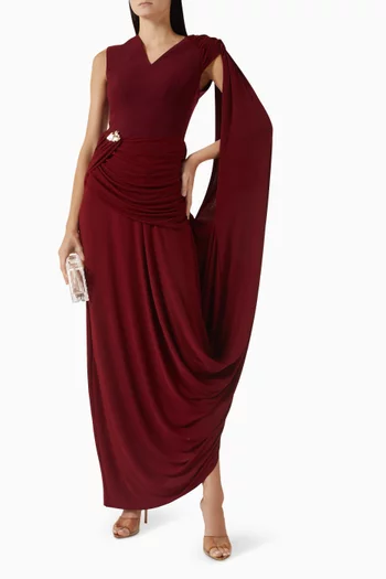 فستان سافنا بدرابيه كريب وجيرسيه