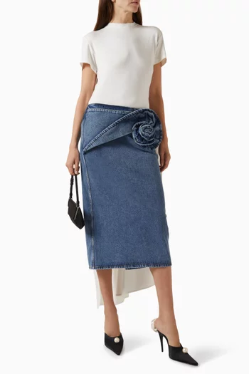 Rose Midi Skirt in Denim