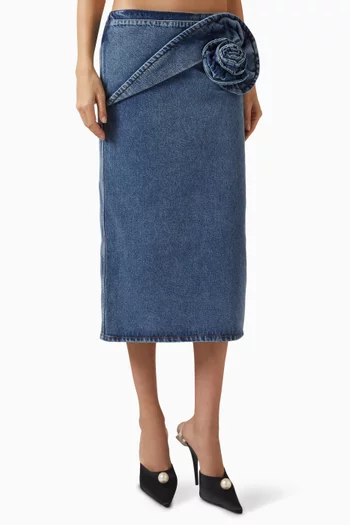 Rose Midi Skirt in Denim