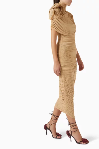 Draped Cape-effect Midi Dress