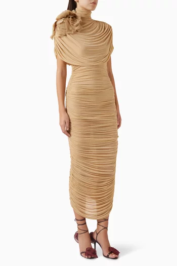 Draped Cape-effect Midi Dress