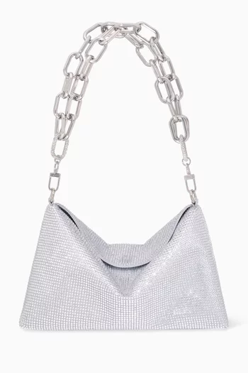 Bowie Crystal Slouch Pouch in Satin