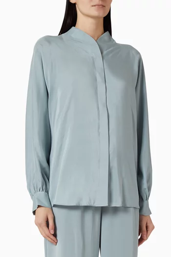 Collarless Blouse in Silk