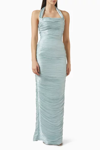 Ruched Halter Maxi Dress