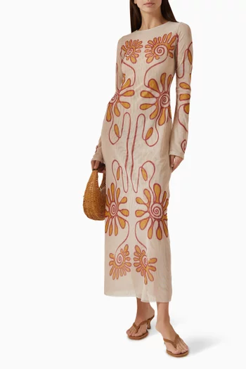 فستان تانيا بنقشة قماش شفاف