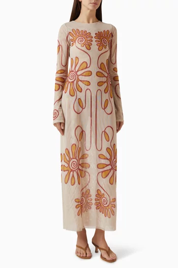 فستان تانيا بنقشة قماش شفاف