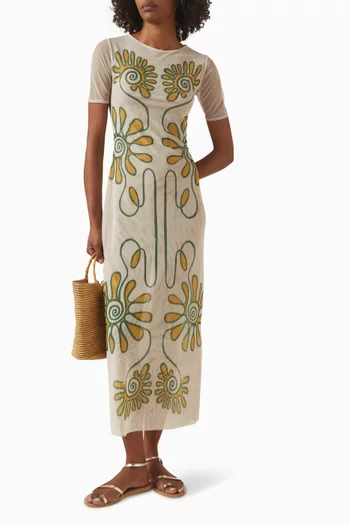 فستان ناتاشا بنقشة قماش شفاف